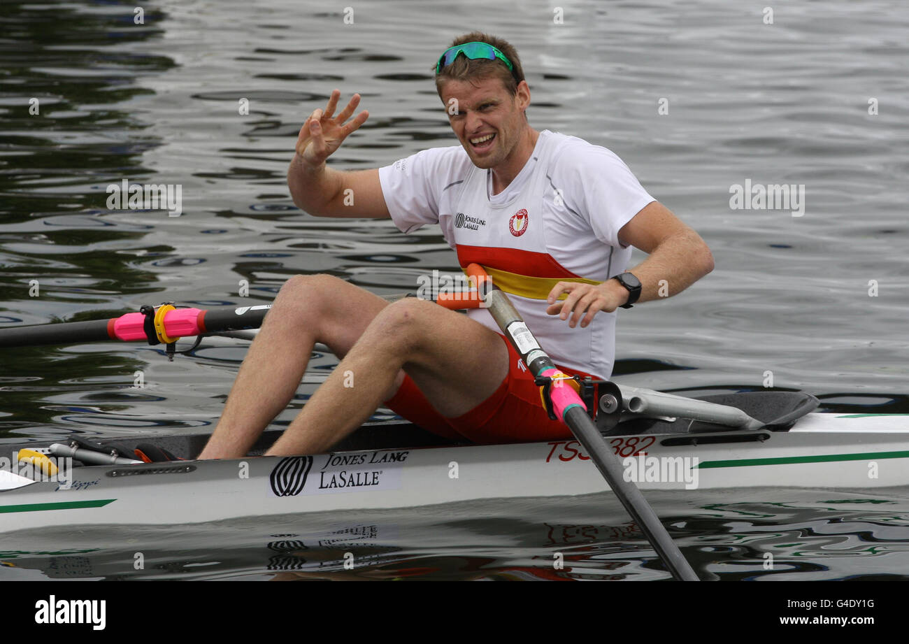 Rower Alan Campbell wins the final of The Diamond Challenge during day