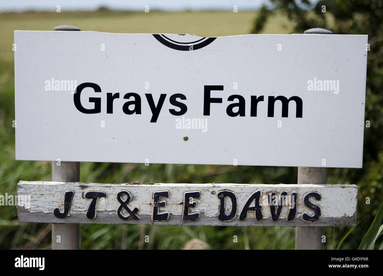 A general view of the entrance to Grays Farm, Deeping St Nicholas, near Spalding, Lincolnshire as a couple are seeking an injunction and damages in the High Court against the owners and operators of the wind farm in Lincolnshire they say drove them from their farmhouse home with its 'unbearable' noise. Stock Photo