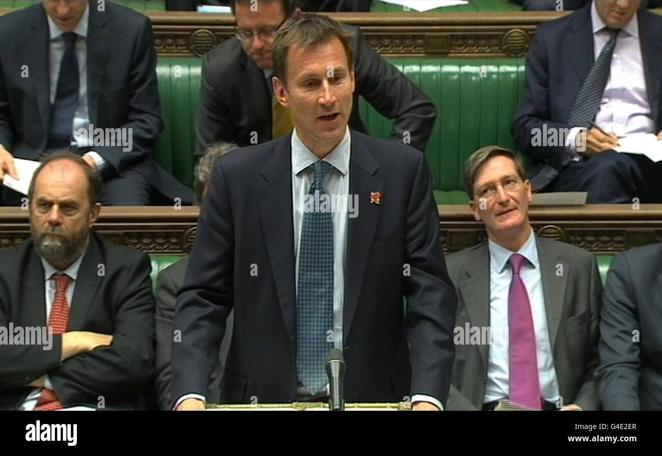 Culture Secretary Jeremy Hunt makes a statement in the House of Commons ...
