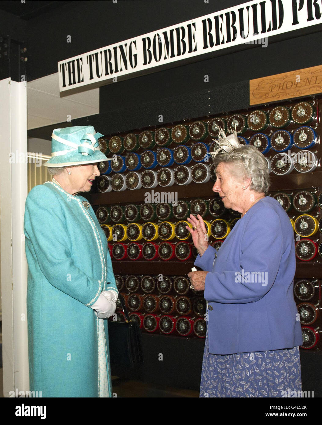 The Queen visits Bletchley Park Stock Photo Alamy