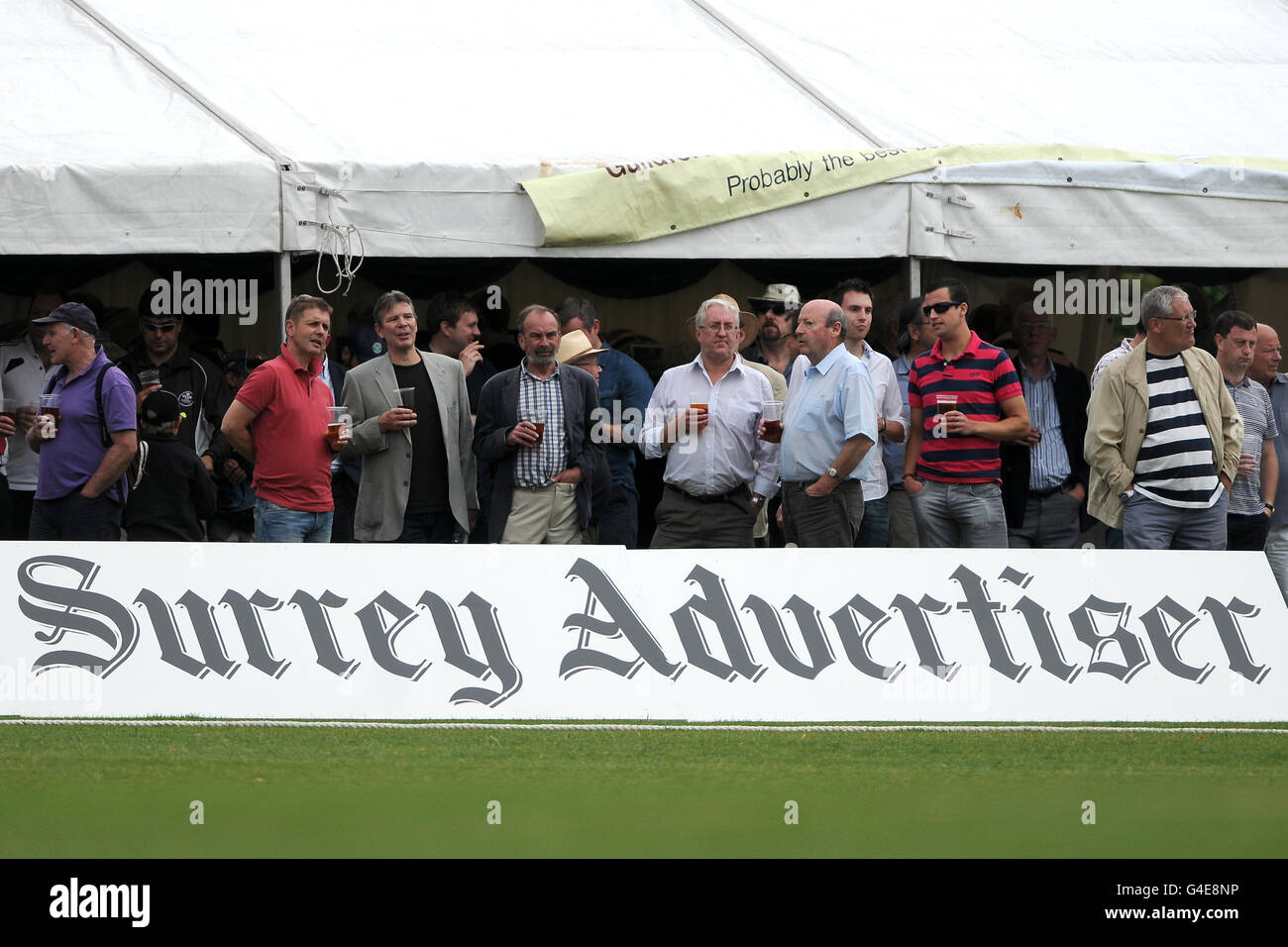 Surrey fans enjoy refreshments the boundary at the sports ground hires
