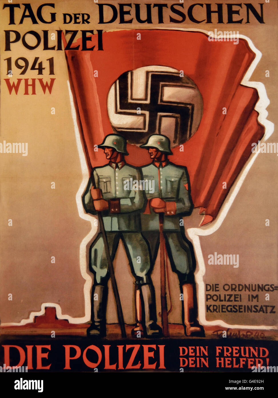 The Order Police at War, poster for the ( Day of the German Police ) which was linked with Nazi Winter Aid January 29 1941 (  Topographie of Terror historical museum on site of former Gestapo headquarters ) Berlin Germany Stock Photo