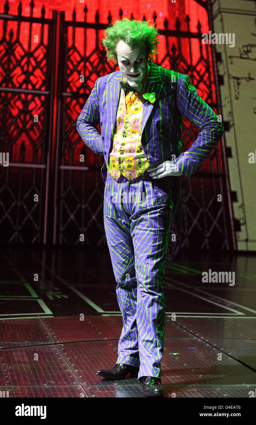 The Joker (Mark Frost) poses after the behind the scenes dress rehearsal of  Batman Live at the Capital FM Arena in Nottingham Stock Photo - Alamy