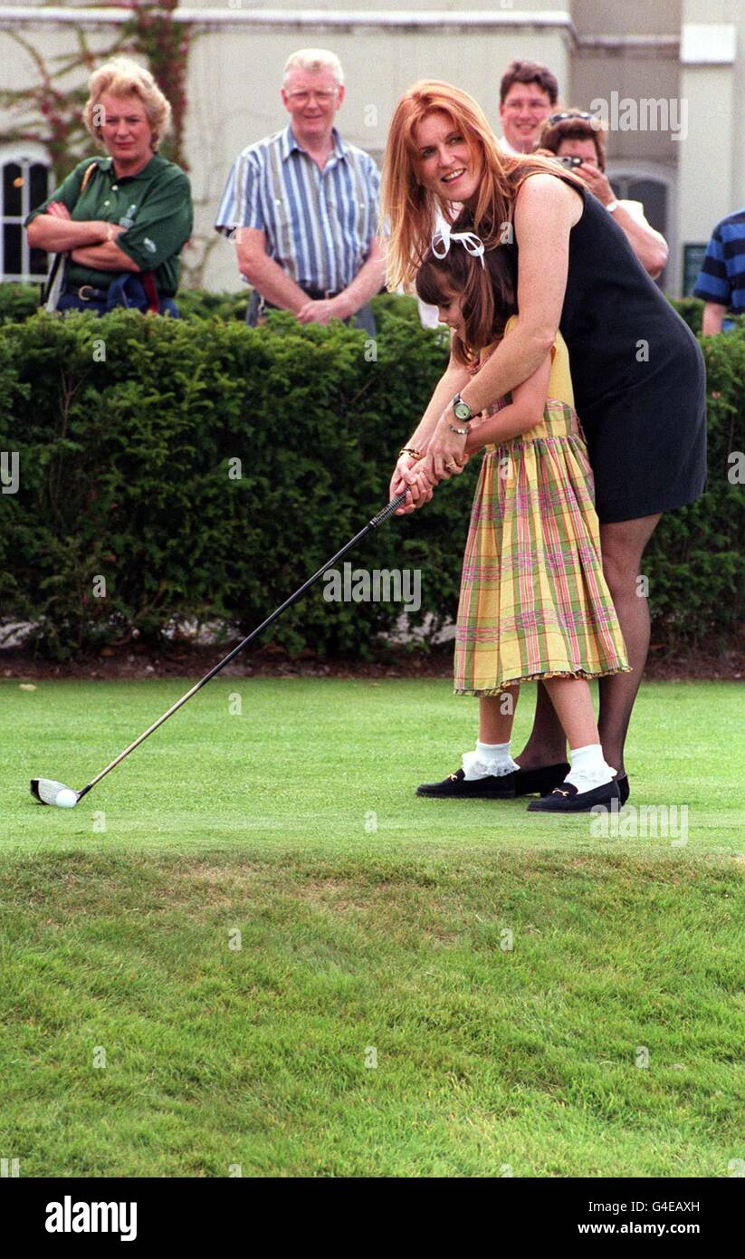 Sarah, Duchess of York, with her daughter Eugenie during the Pro