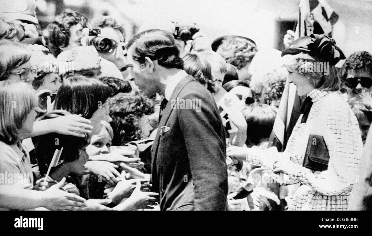 The Prince and Princess of Wales are greeted by well wishers on their arrival at Halifax, Nova Scotia. Stock Photo