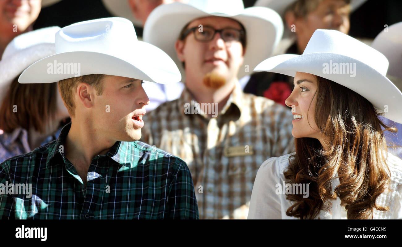 The Duke and Duchess of Cambridge wear matching Stetson hats, as they view  the start of the Calgary Stampede parade in western Canada Stock Photo -  Alamy
