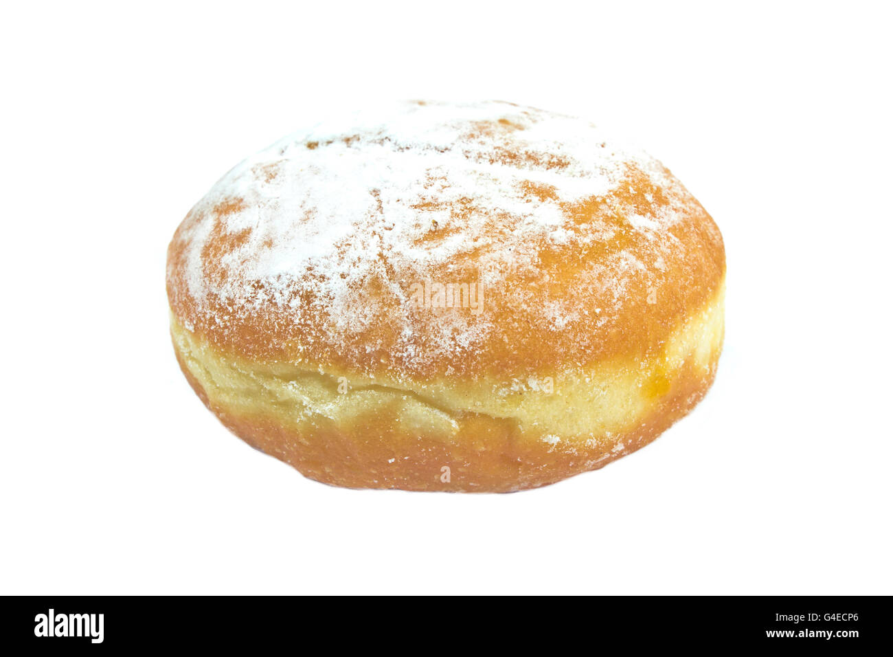 Berliner donut powdered with sugar isolated on white Stock Photo