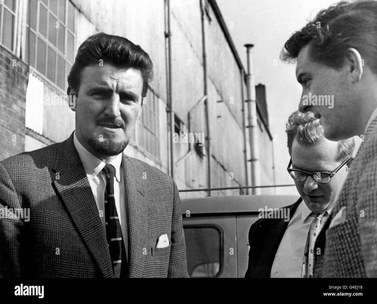 Coventry Manager Jimmy Hill back at the club talking about his kidnapping by local rag students. He said 'Six rag students came at night to my house and i agreed to go with them, under threat of being taken forcibly, and because it was for charity. I was released after agreeing to three things, not to disclose names or where i was kept, to choose the beauty queen at tonight's rag ball, and to allow drum majorettes to perform at the ground for charity'. Immediately he was released, Mr Hill rang the police from a phonebox to tell them he was safe. Stock Photo