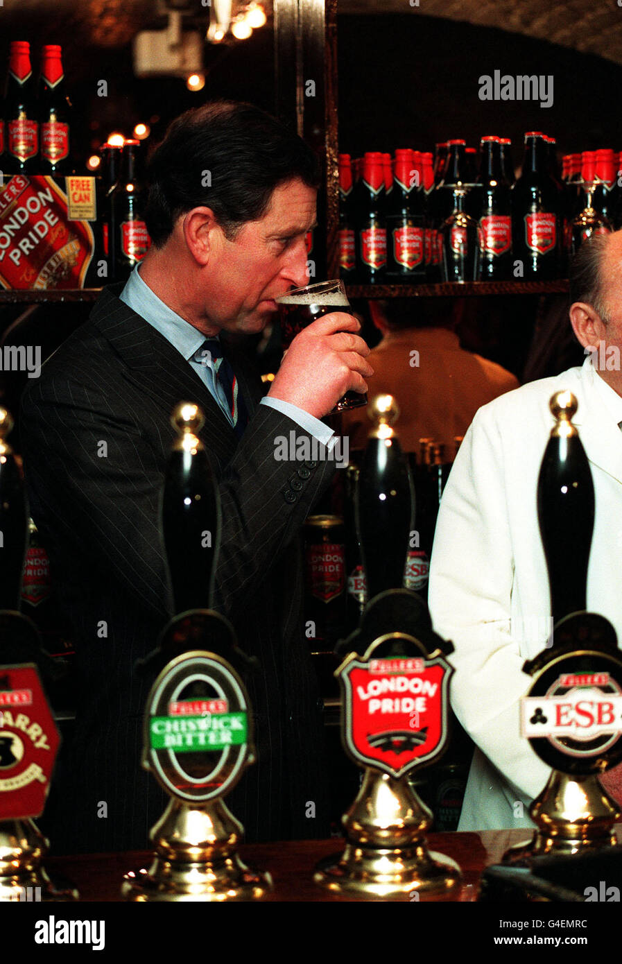 PRINCE CHARLES WITH BEER Stock Photo