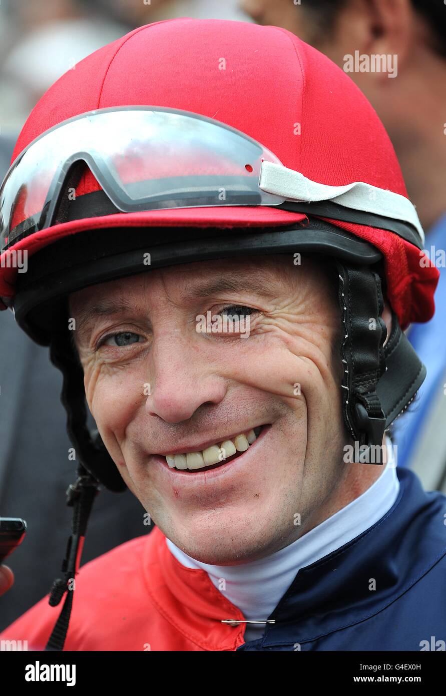 Horse Racing - 2011 Glorious Goodwood Festival - Glorious Totesport Mile Day - Goodwood Racecourse. Jockey Kieren Fallon after winning the Coutts Glorious Stakes on Drunken Sailor Stock Photo