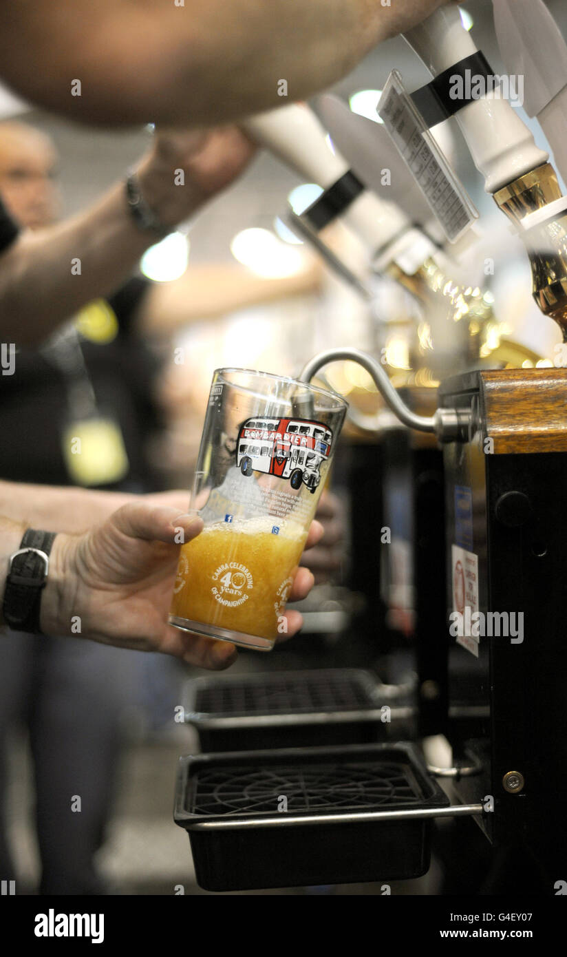 A pint of real ale is poured during the first day of the Campaign For