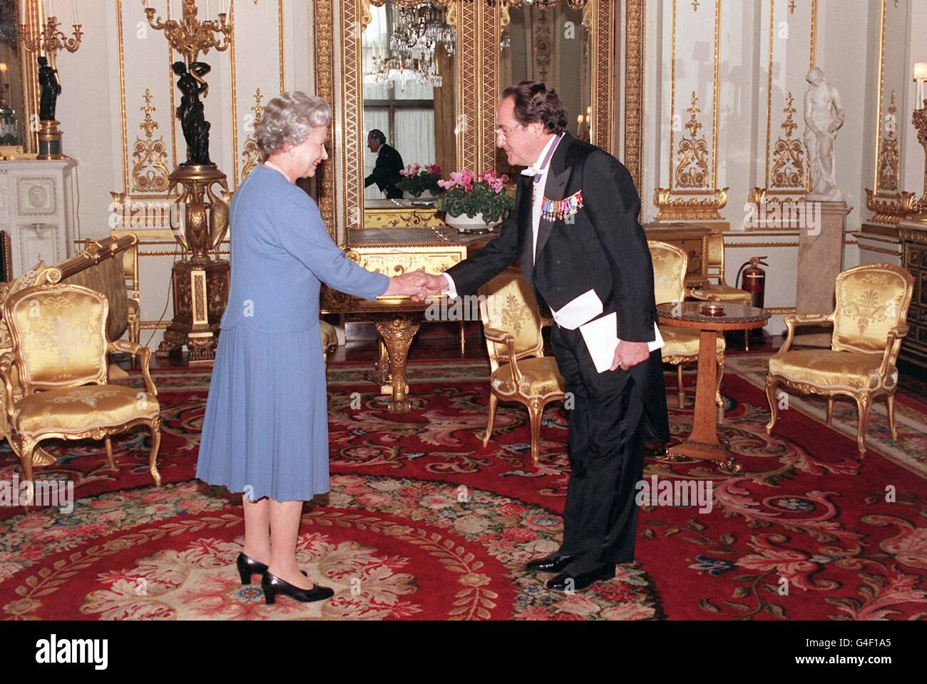 The Queen receives His Excellency the Ambassador of France, M Daniel Bernard CMG CBE, who presented his Letter of Credence at Buckingham Palace today (Wed). Rota Photo by Fiona Hanson/PA Stock Photo