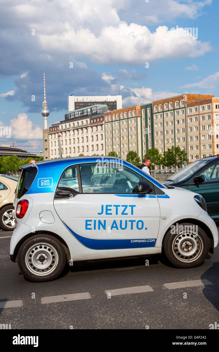 Car2go, carsharing project in Berlin, in my app to reserve a car, 1200 cars are available, operated by Daimler and Europcar. Stock Photo