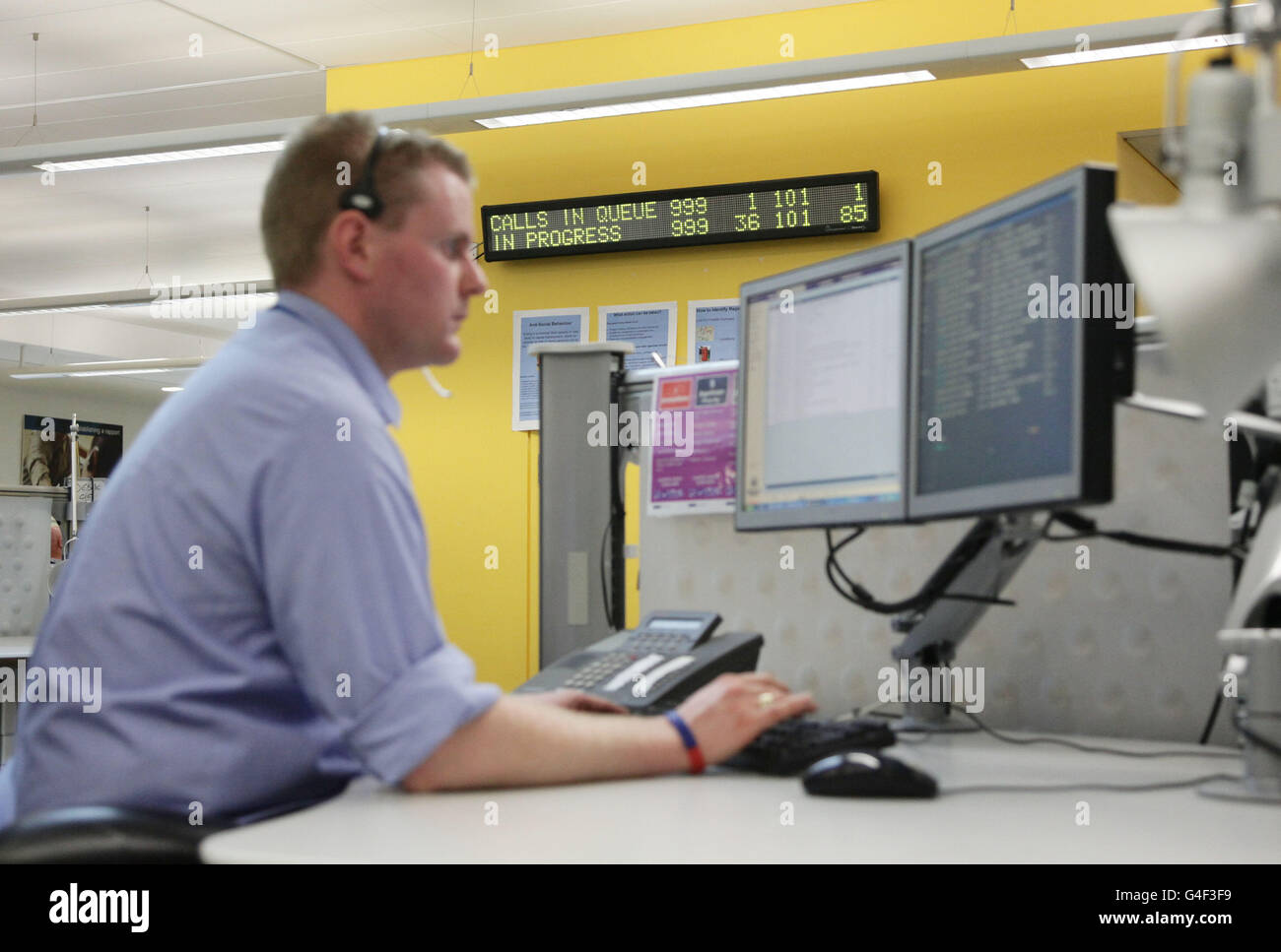 Police call centre staff at Central Communications Command in Lambeth, south  London, after receiving a record number of calls during the recent disorder  Stock Photo - Alamy