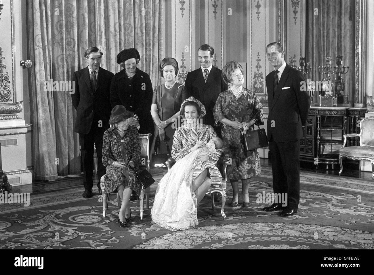 Royalty - Peter Phillips Christening - Buckingham Palace, London Stock Photo