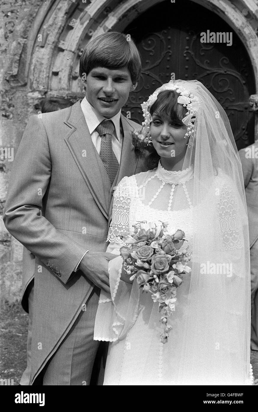 PA NEWS PHOTO 23/6/79 NICK FALDO WEDDING TO MELANIE ROCKALL AT ST MARY'S CHURCH IN NORTH MIMMS Stock Photo