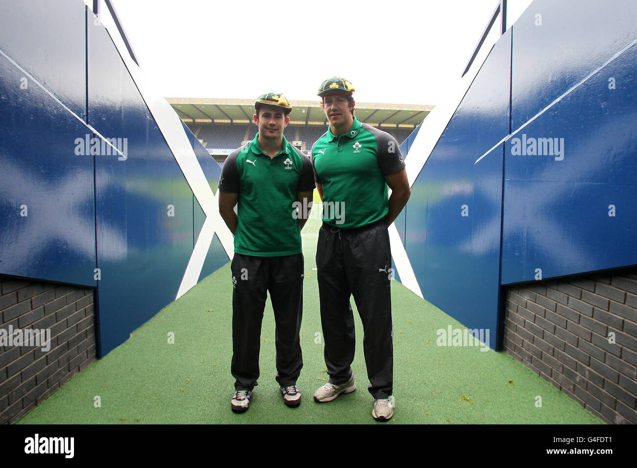 Ireland's Mike McCarthy (right) and Felix Jones (left) recieve their
