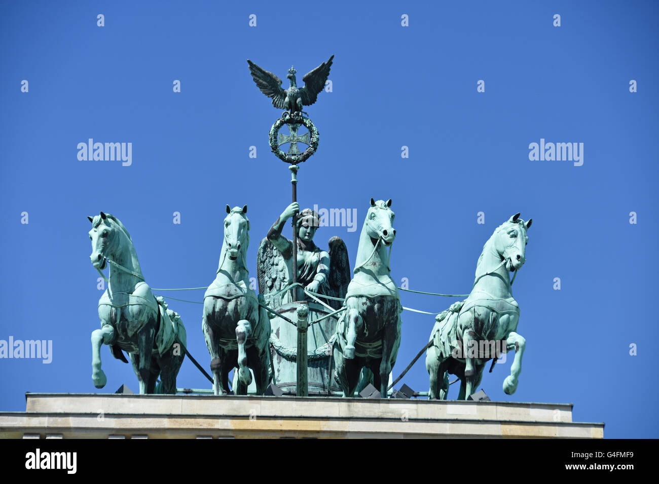 Brandenburg Gate, Pariser Platz Germany, 1791 Neoclassical, Berlin, Germany, (Quadriga, The horses' reins are held by Victoria,  goddess of victory.) Stock Photo