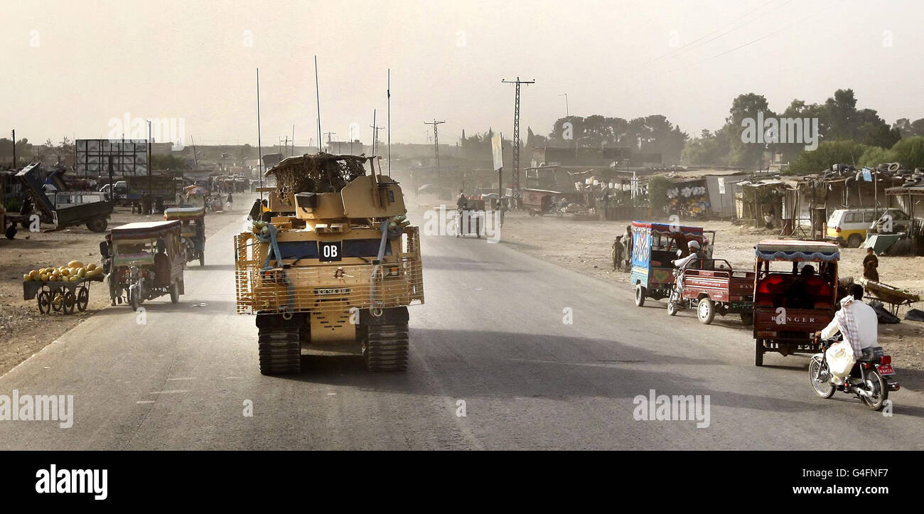 A Warthog armoured vehicle on patrol in Gereshk in the Helmand province