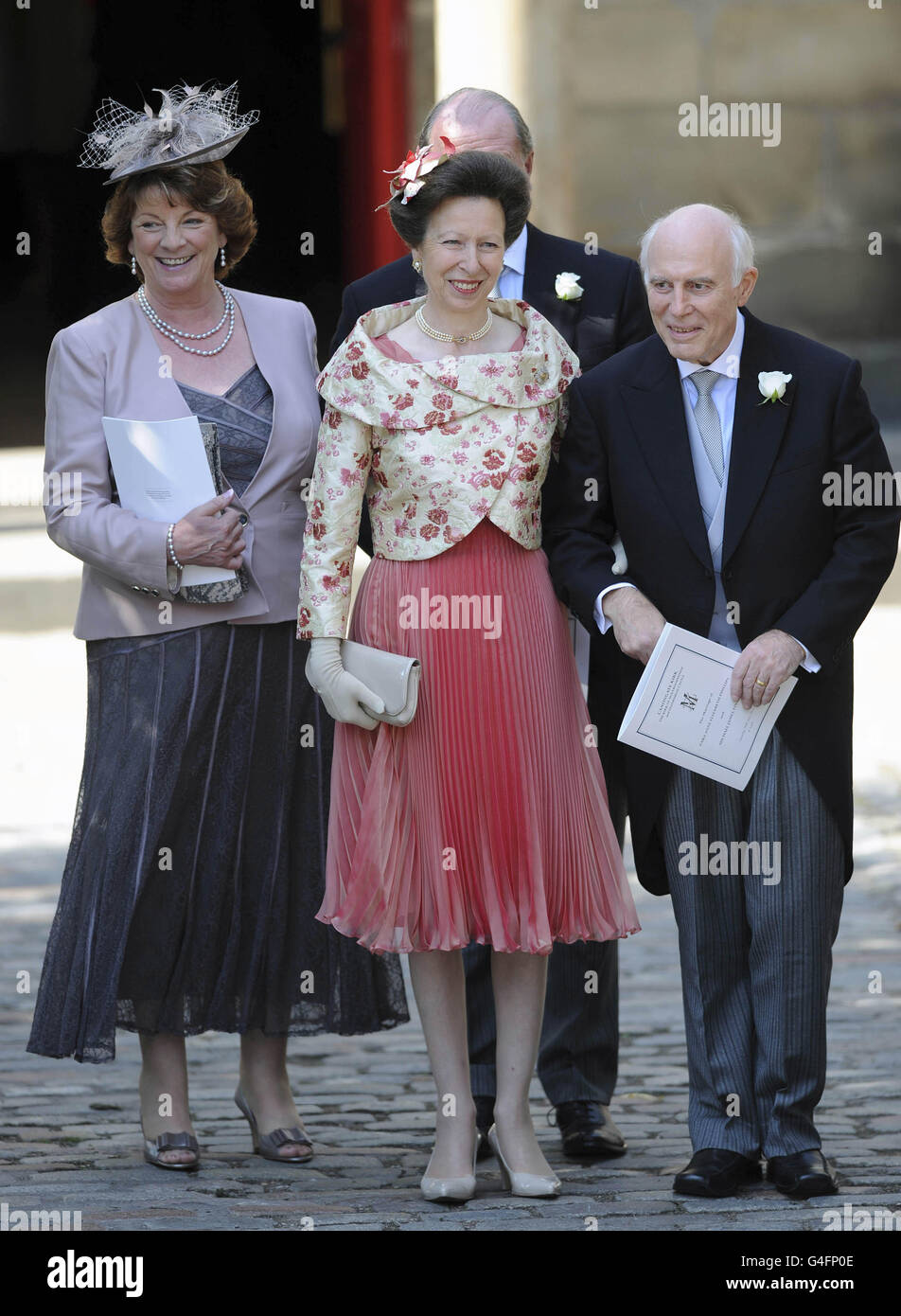 Princess Royal and Mark Phillips (back right) leaves with the parents of  Mike Tindall after the marriage of Zara Phillips Mike Tindall, at Canongate  Kirk in Edinburgh Stock Photo - Alamy