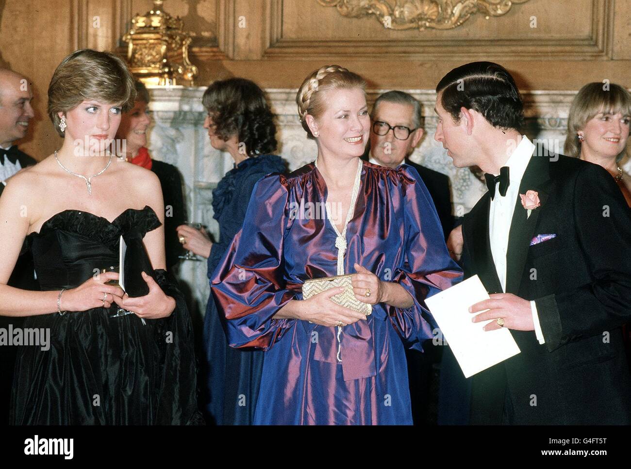 14/09/1982 - ON THIS DAY IN 1982 - Princess Grace of Monaco, the former American Actress, Grace Kelly, was killed in a car crash. PA NEWS PHOTO 9/3/81 THE PRINCESS OF WALES (L) WITH THE PRINCE OF WALES AND PRINCESS GRACE OF MONACO AT THE GOLDSMITH'S HALL IN LONDON AS GUESTS AT AN ENTERTAINMENT IN AID OF THE ROYAL OPERA HOUSE DEVELOPMENT APPEAL. Stock Photo