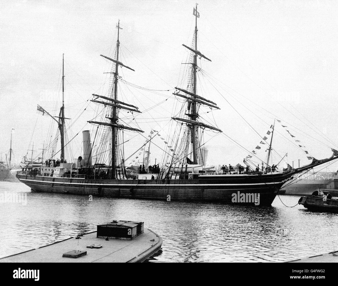 Captain Scott's ship, The Terra Nova, before he set sail on his ill-fated expedition to the South Pole. Stock Photo