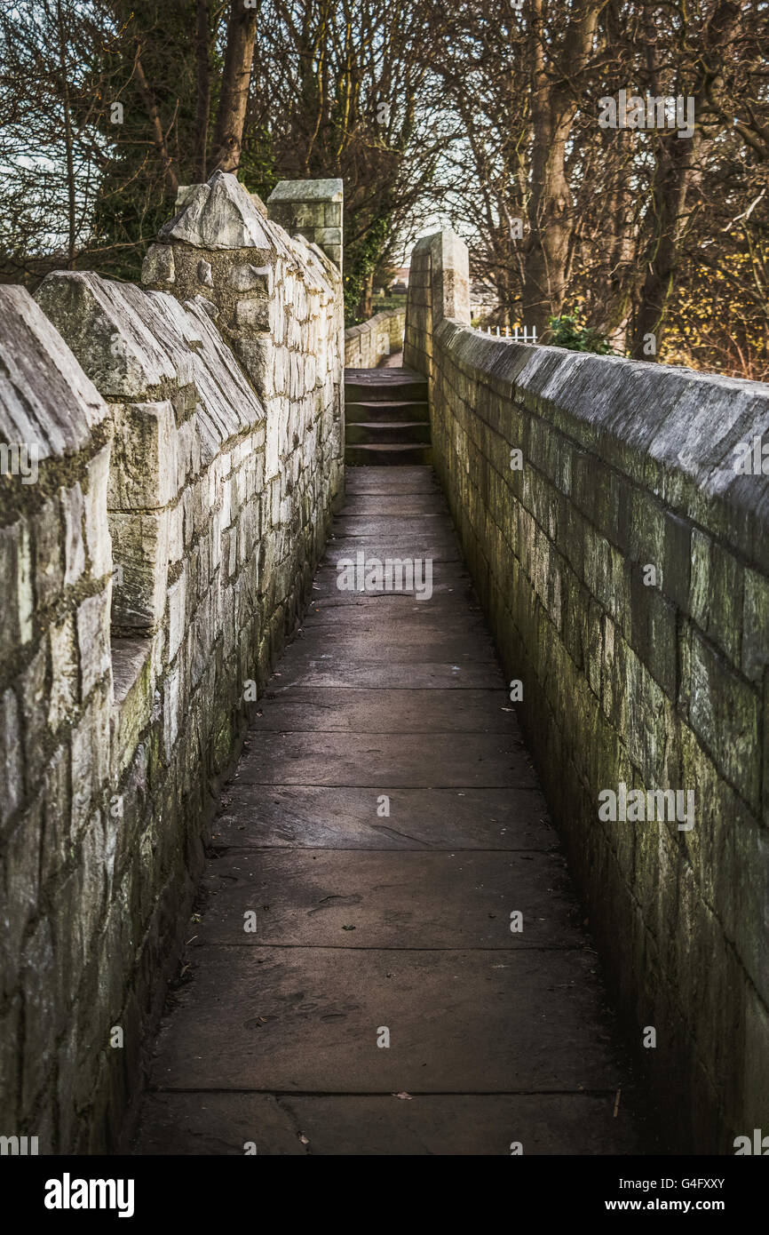 The famous walls surrounding the city of York. Tourist attraction to