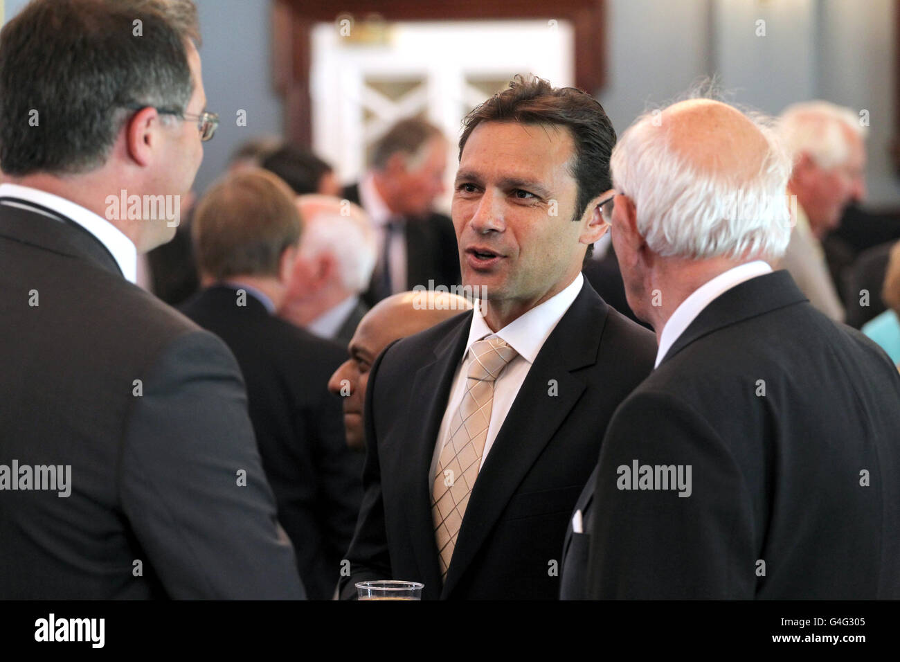 Cricket - Test Match Build Up Day - The Kia Oval. Surrey's Mark Ramprakash speaks with guests at a reception to mark the opening of The Galadari Museum at The Kia Oval Stock Photo