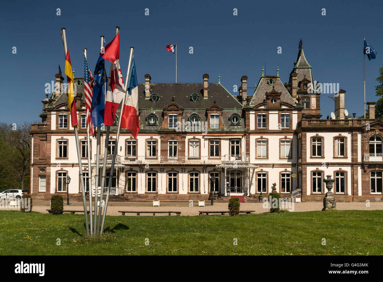 Castle  and  Hotel Chateau de Pourtales in Strasbourg,  Alsace, France Stock Photo