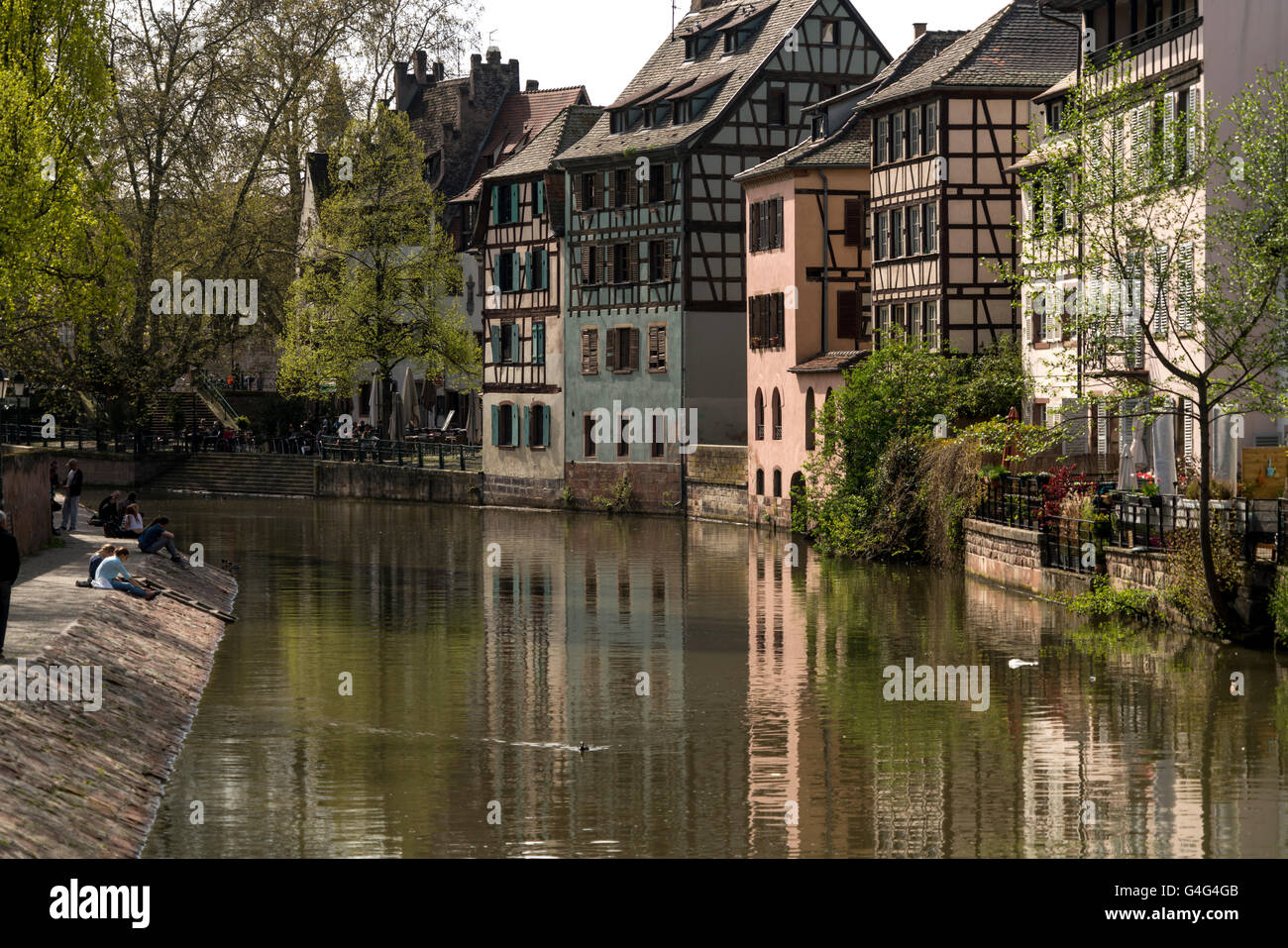 timber-framed homes of the Historic quarter La Petite France, Strasbourg,  Alsace, France Stock Photo
