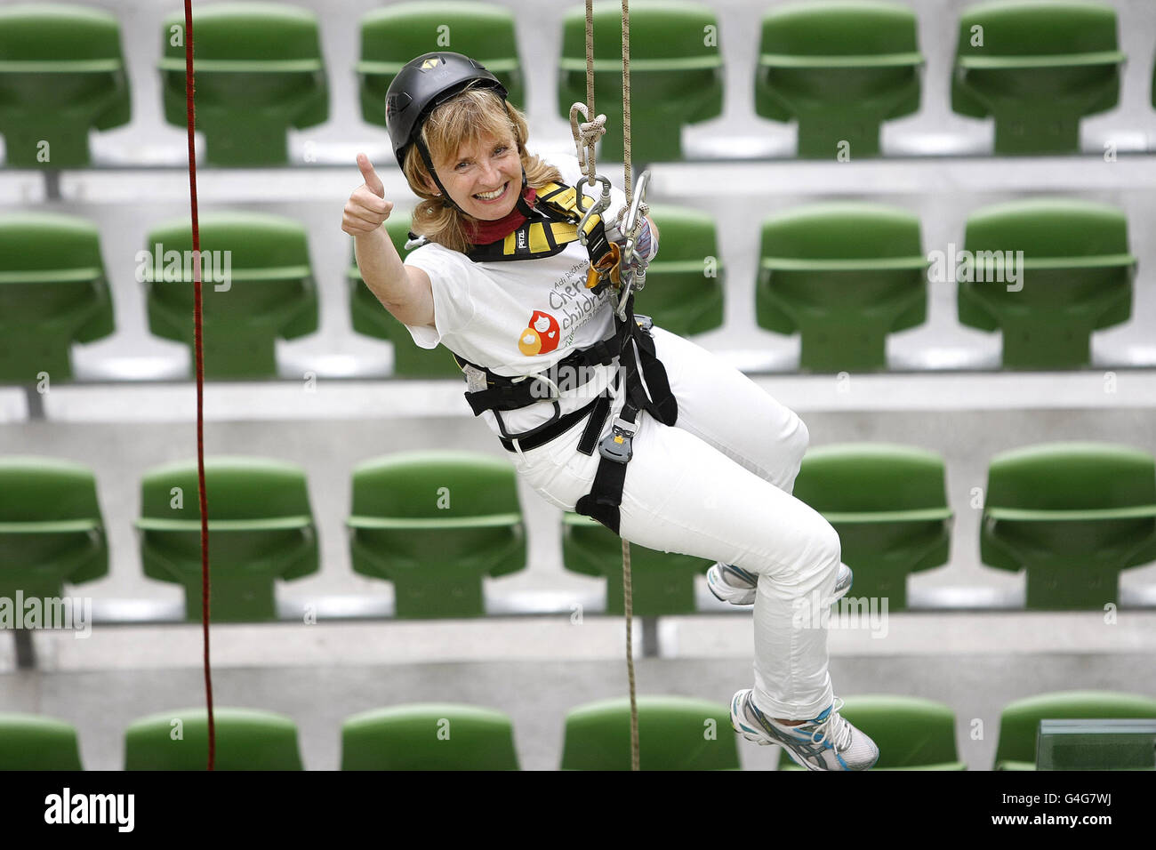 Adi Roche CEO of Chernobyl Children International is seen high up on an ...