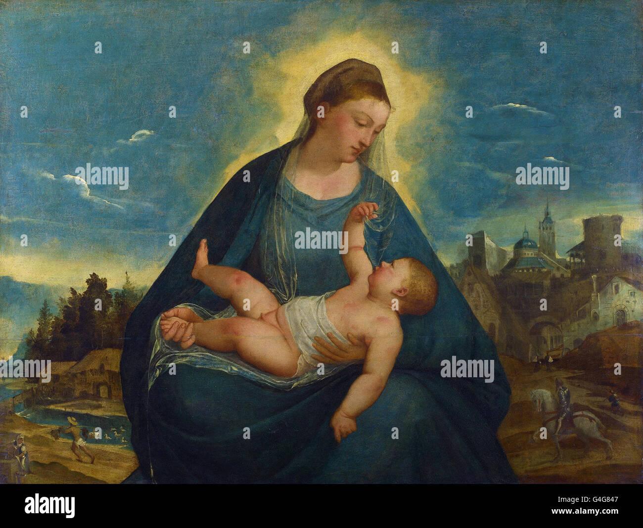 Attributed to Bernardino da Asola - The Madonna and Child Stock Photo