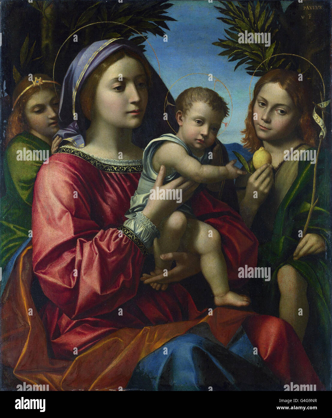 Virgin and child with saint john the baptist hi-res stock photography ...