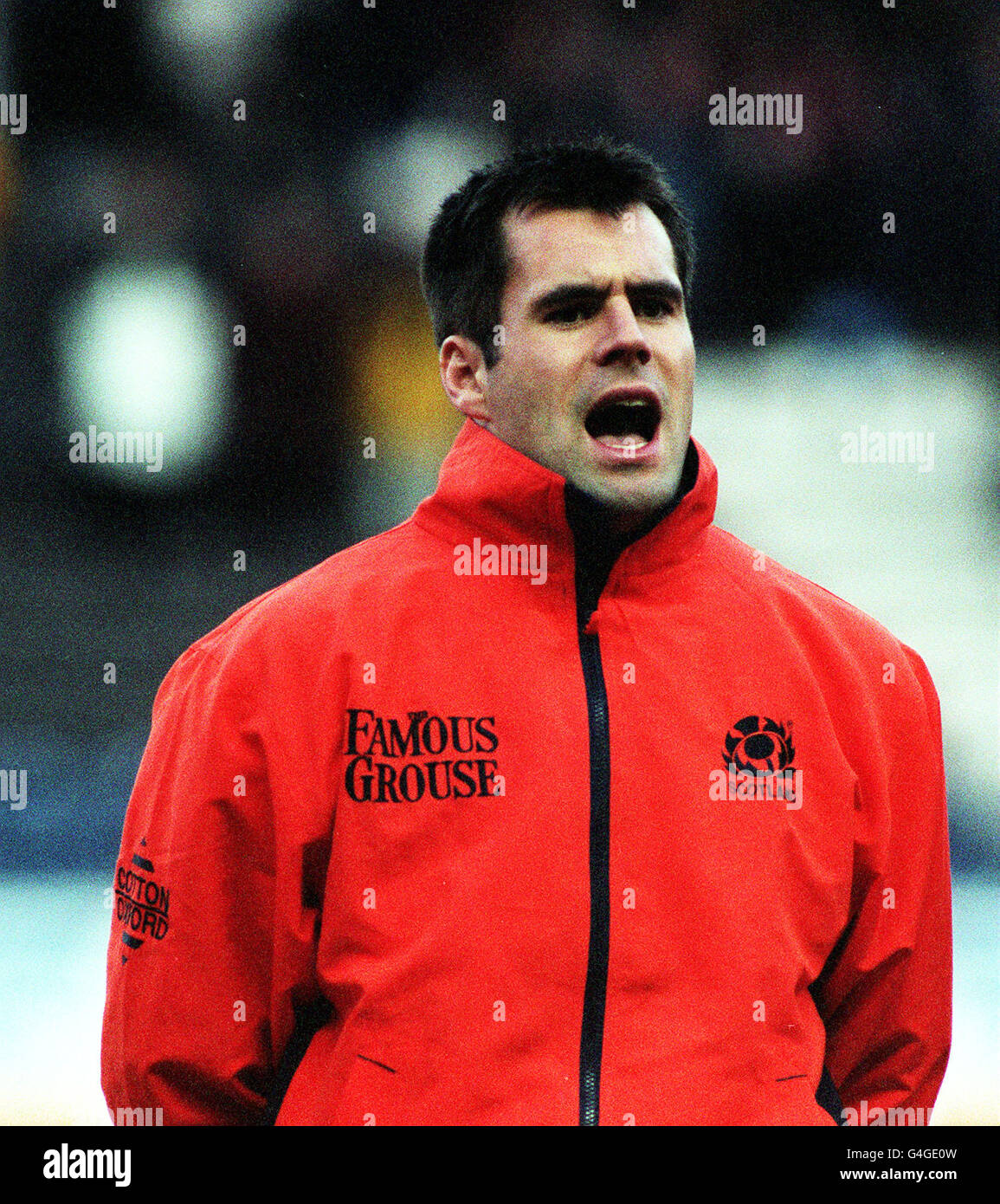 Kenny Logan lines up with the Scotland rugby union squad before their