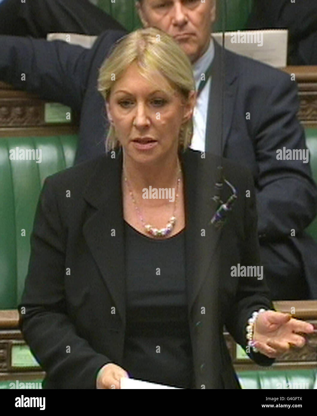 Conservative backbencher Nadine Dorries speaks in the House of Commons, London, during a debate over plans to bar abortion providers from giving advice to pregnant women. Stock Photo