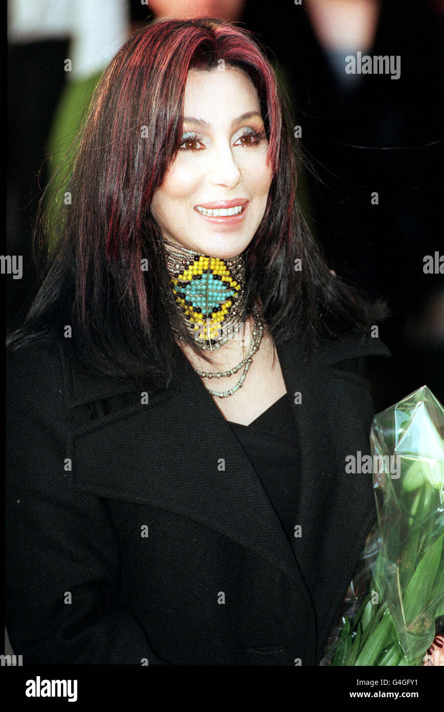 Singer Cher arrives at the Harrods store in Knightsbridge, London, to officially open the store's January sale. Stock Photo