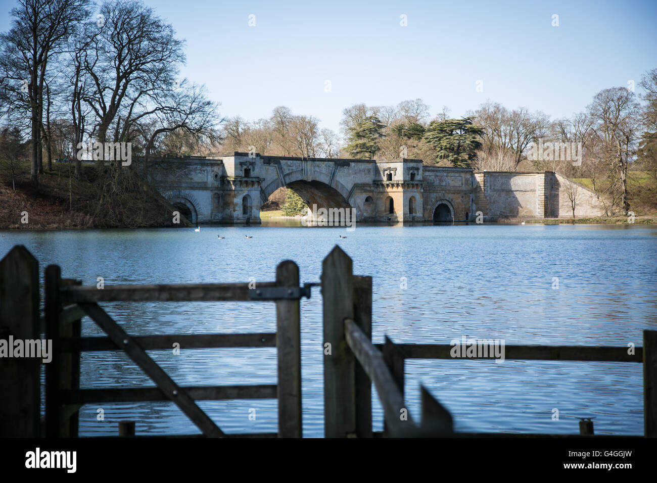 The Vanbrugh's Grand Bridge at  Blenheim Palace in Woodstock  Oxfordshire in the UK Stock Photo