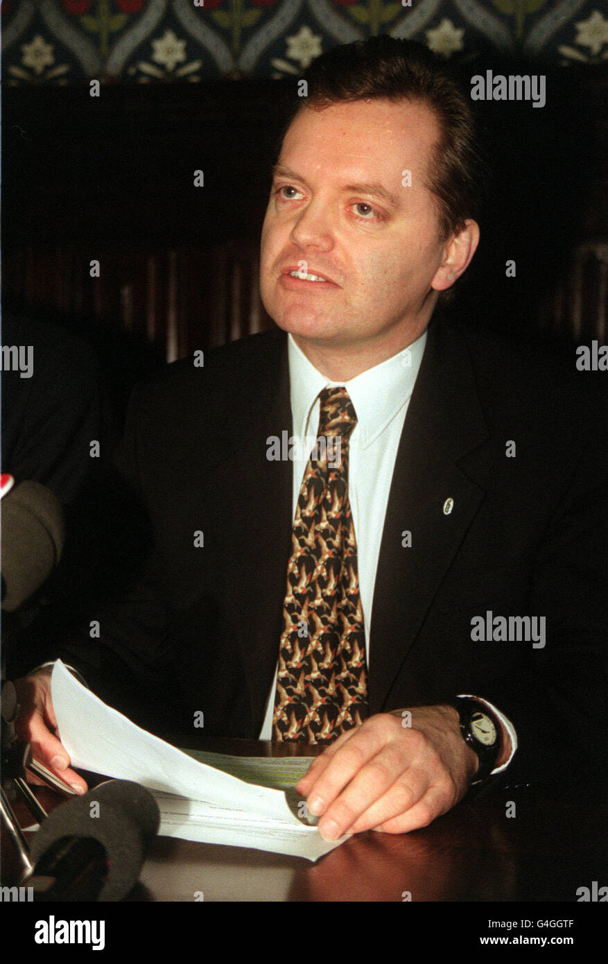 Andy McEntee, Chairman of Amnesty International UK, at a news conference in Westminster as seven Law Lords are to begin a second hearing to decide whether of General Augusto Pinochet should be extradited to Spain. Stock Photo