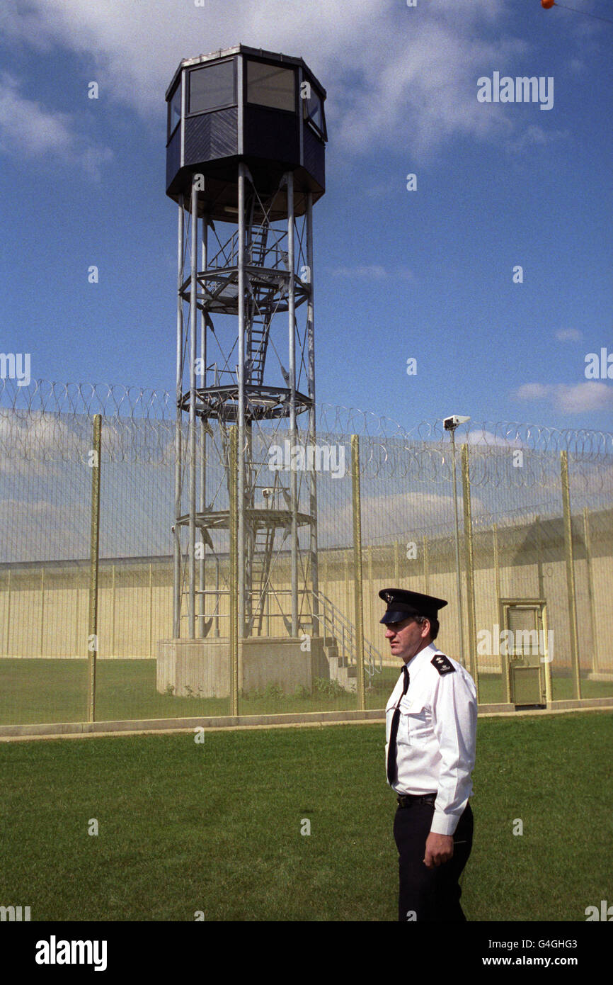 The anti-helicopter tower at HMP Whitemoor near March, Cambridgeshire. Stock Photo