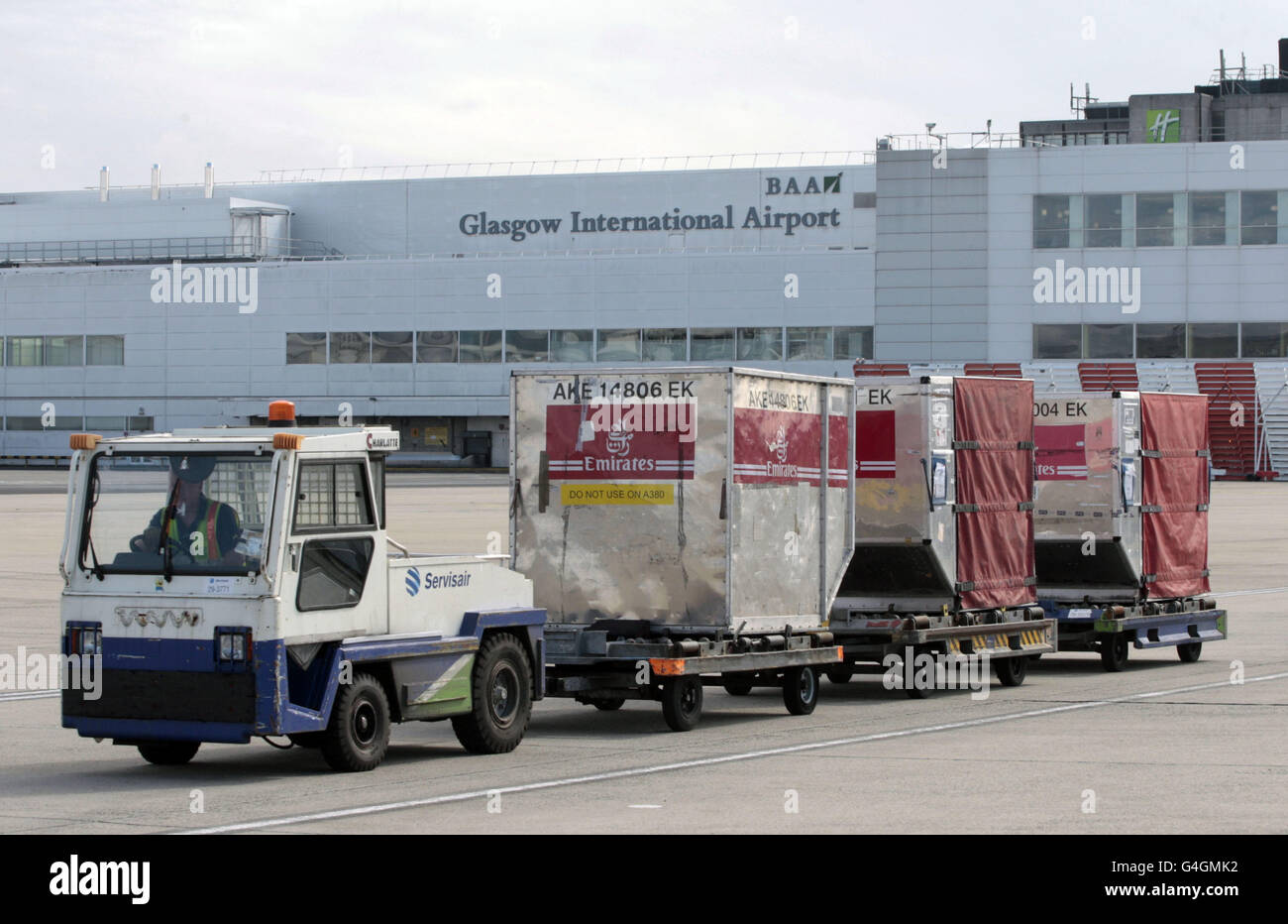 Glasgow International Airport Feature. Air side view of Glasgow airport Stock Photo