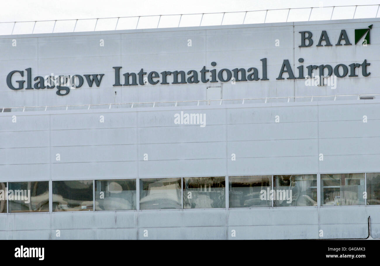 Glasgow International Airport Feature. Air side view of Glasgow airport Stock Photo