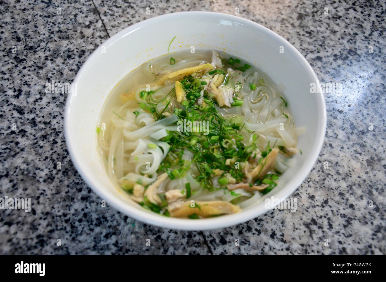 Vietnamese noodle soup with chicken vietnam style called Pho Stock