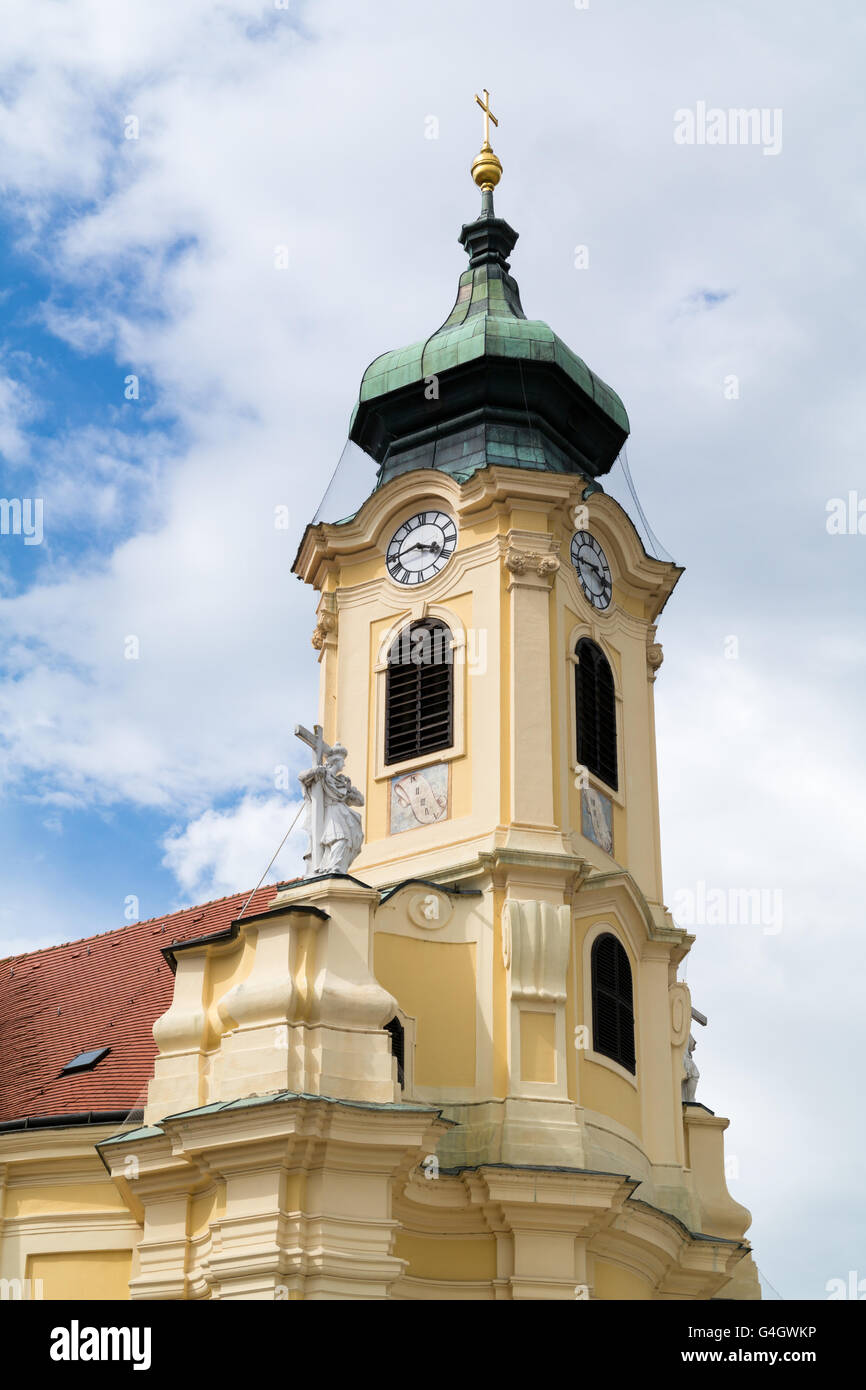 Tower of baroque Parish church in Laxenburg near Vienna, Lower Austria Stock Photo