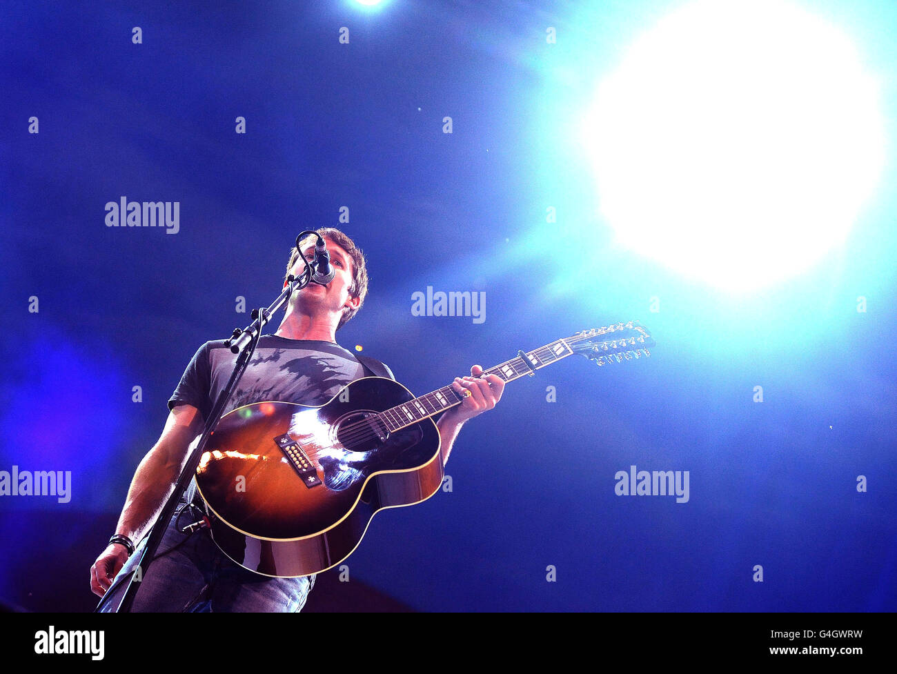 James Blunt on stage at the BBC Radio 2 Live in Hyde Park Festival in London. Stock Photo