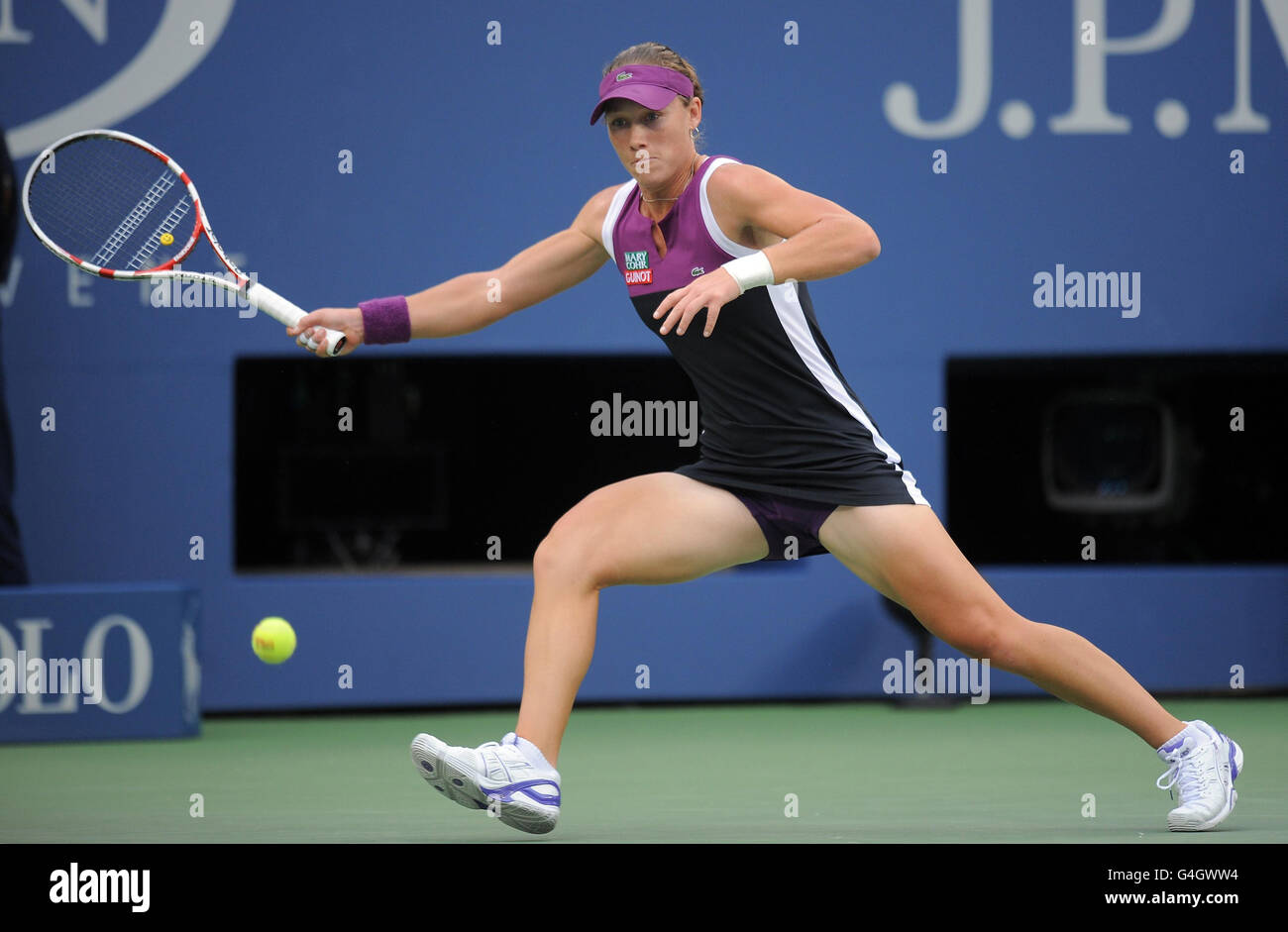 Australia's Samantha Stosur in action against USA's Serena Williams in the Women's Singles Final during day fourteen of the US Open at Flushing Meadows, New York, USA. Stock Photo