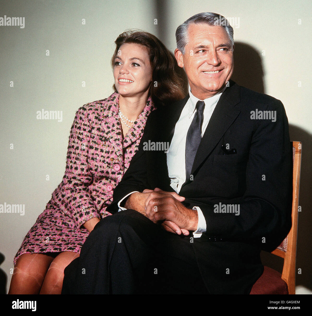 American actor Cary Grant and his 29 year old wife, former actress Dyan Cannon, at the Savoy Hotel, London. Stock Photo
