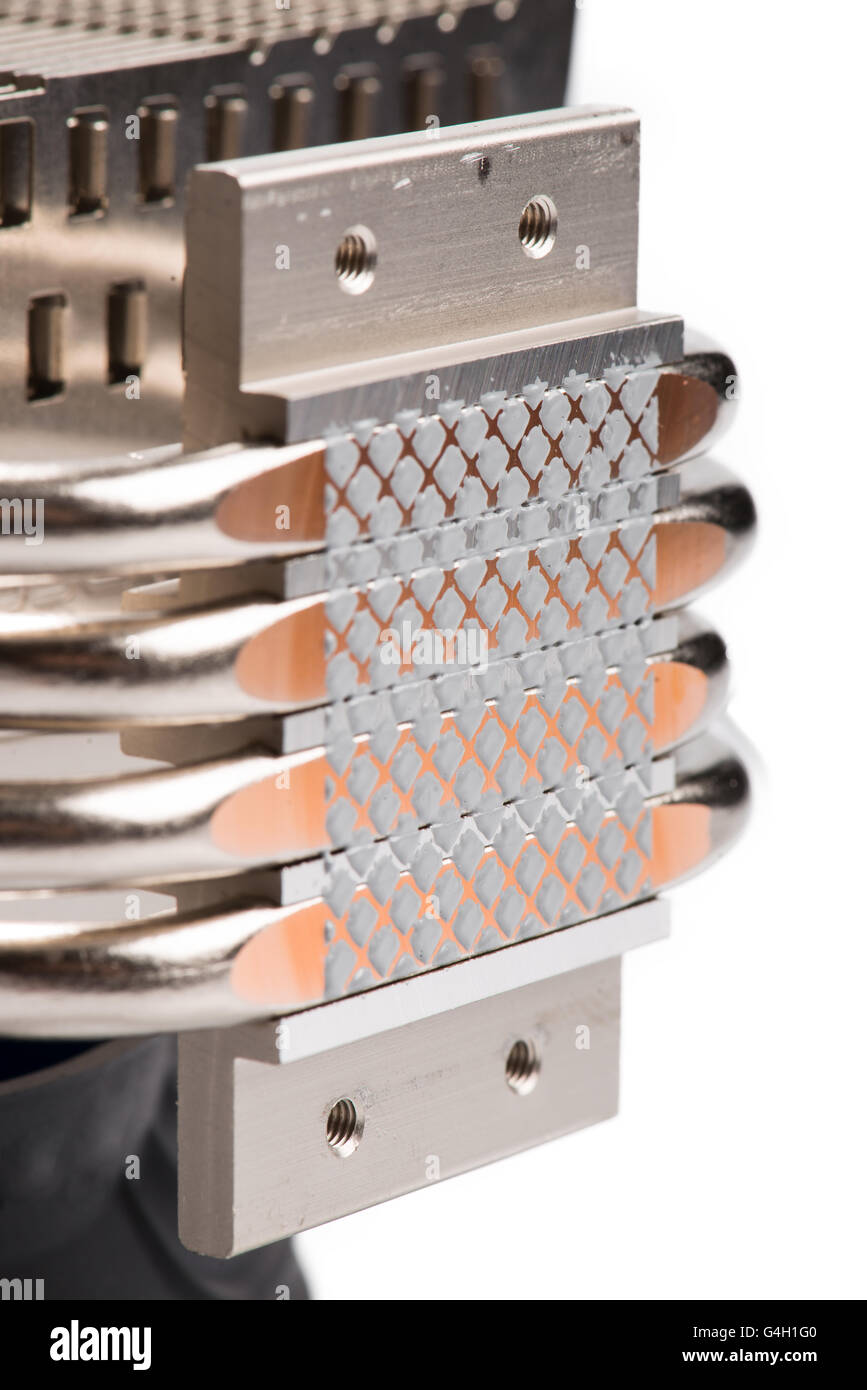 Aluminum cpu cooler heat sink isolated on white Stock Photo - Alamy