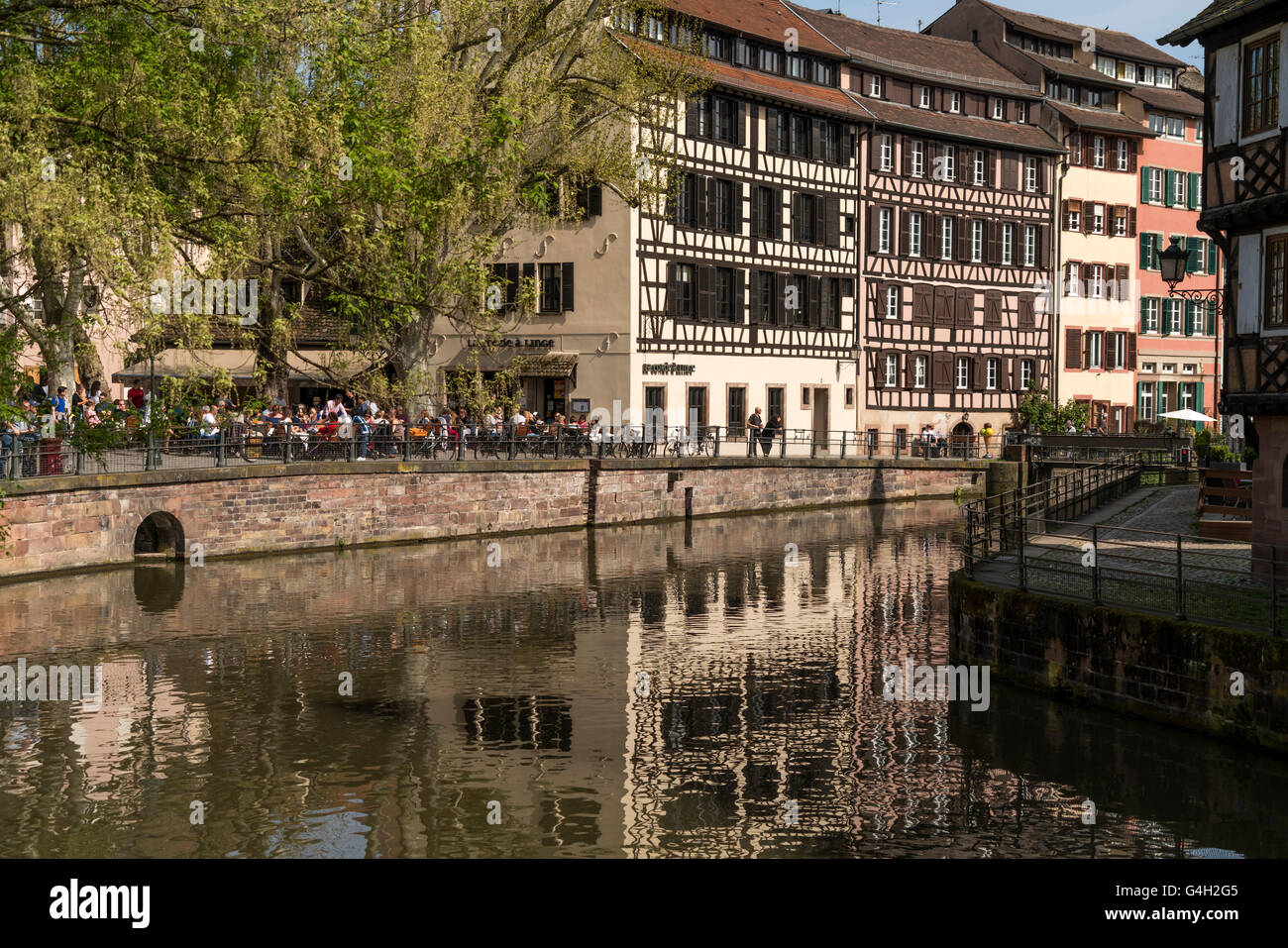 timber-framed homes of the Historic quarter La Petite France, Strasbourg,  Alsace, France Stock Photo