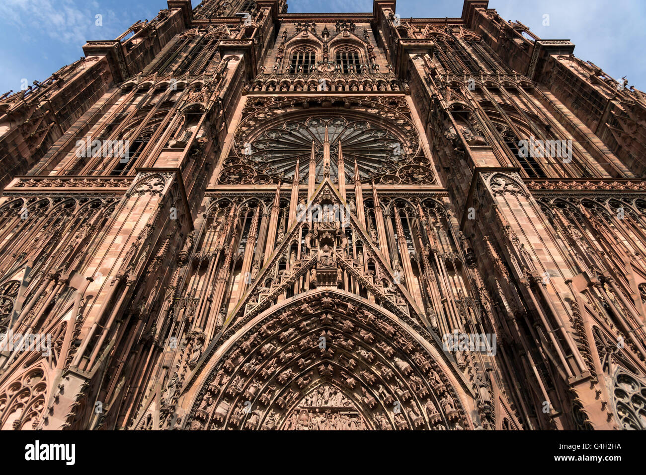 facade detail of the Strasbourg Cathedral, Strasbourg,  Alsace, France Stock Photo