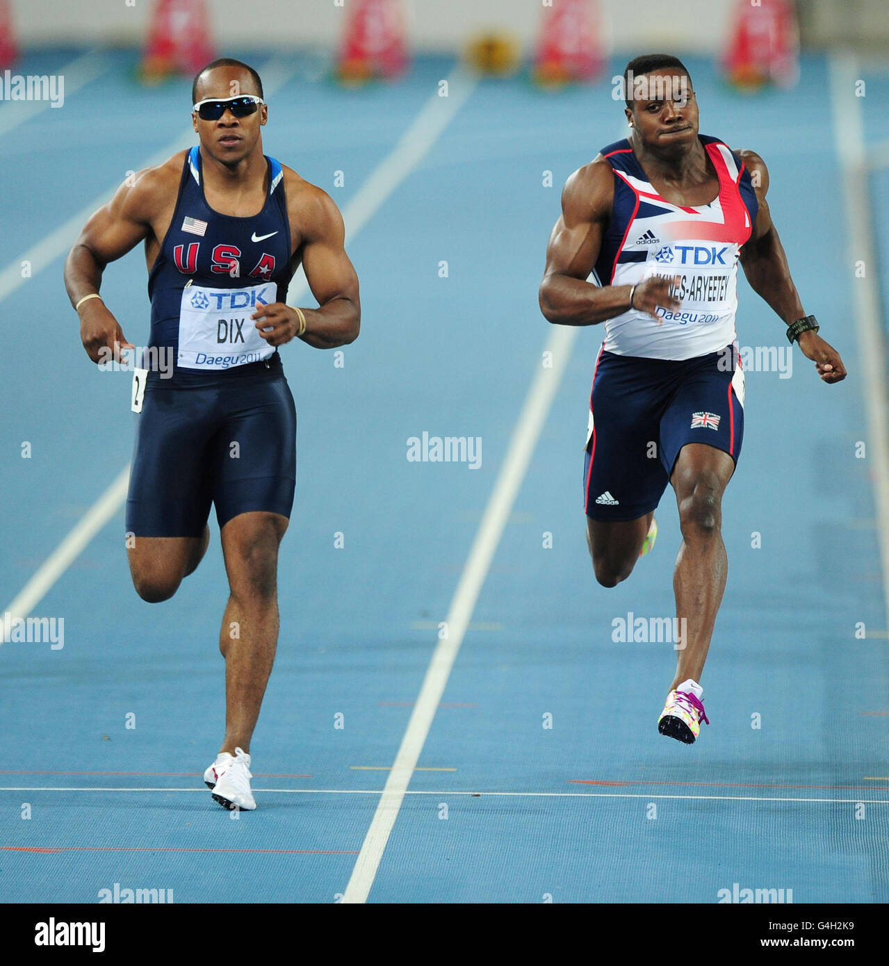 Great Britain's Harry AikinesAryeetey in action during his 100m heat